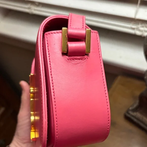 Saint Laurent Pink Leather YSL Crossbody with Gold Logo - Picture 7 of 9